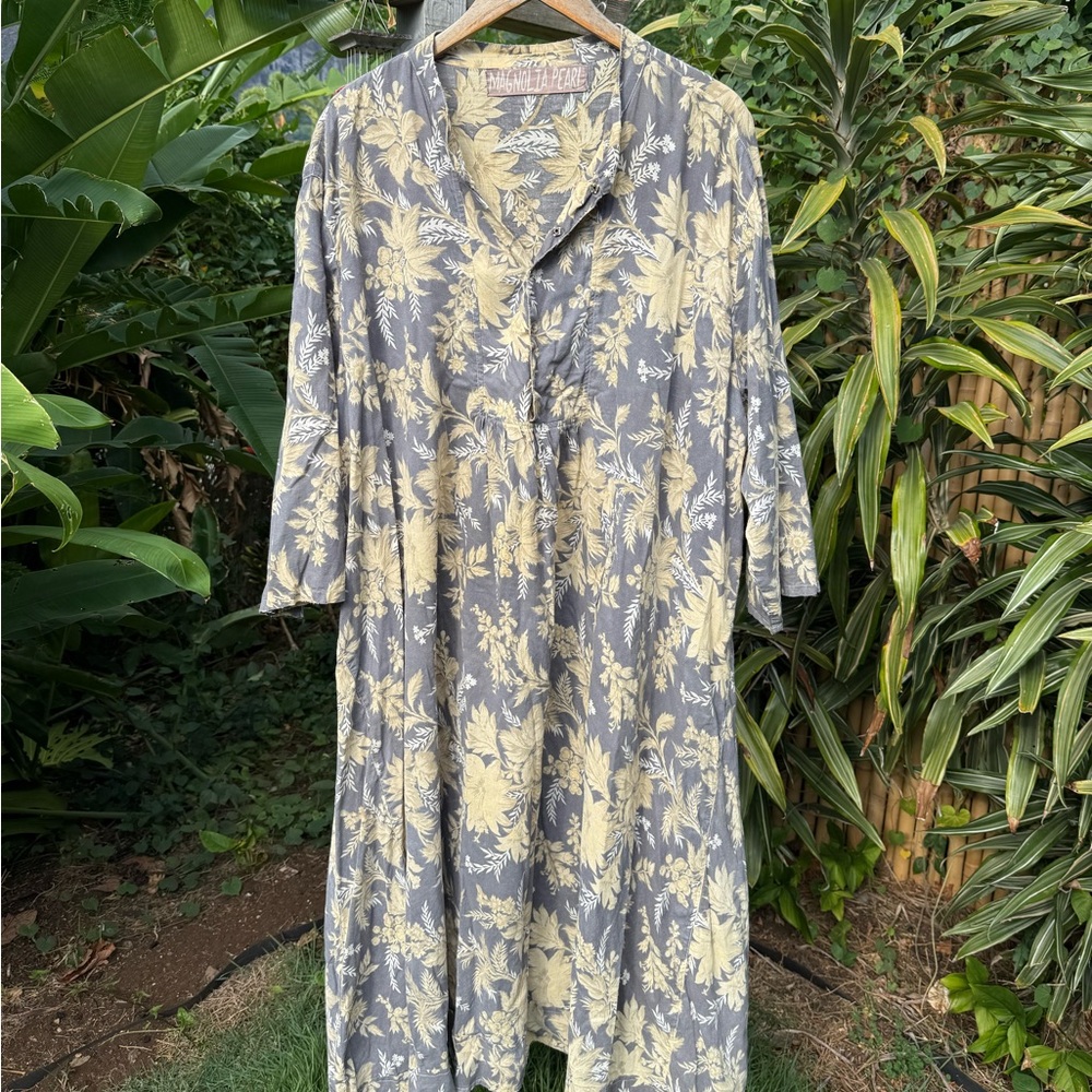 MAGNOLIA PEARL ~ blue dress with cream flowers